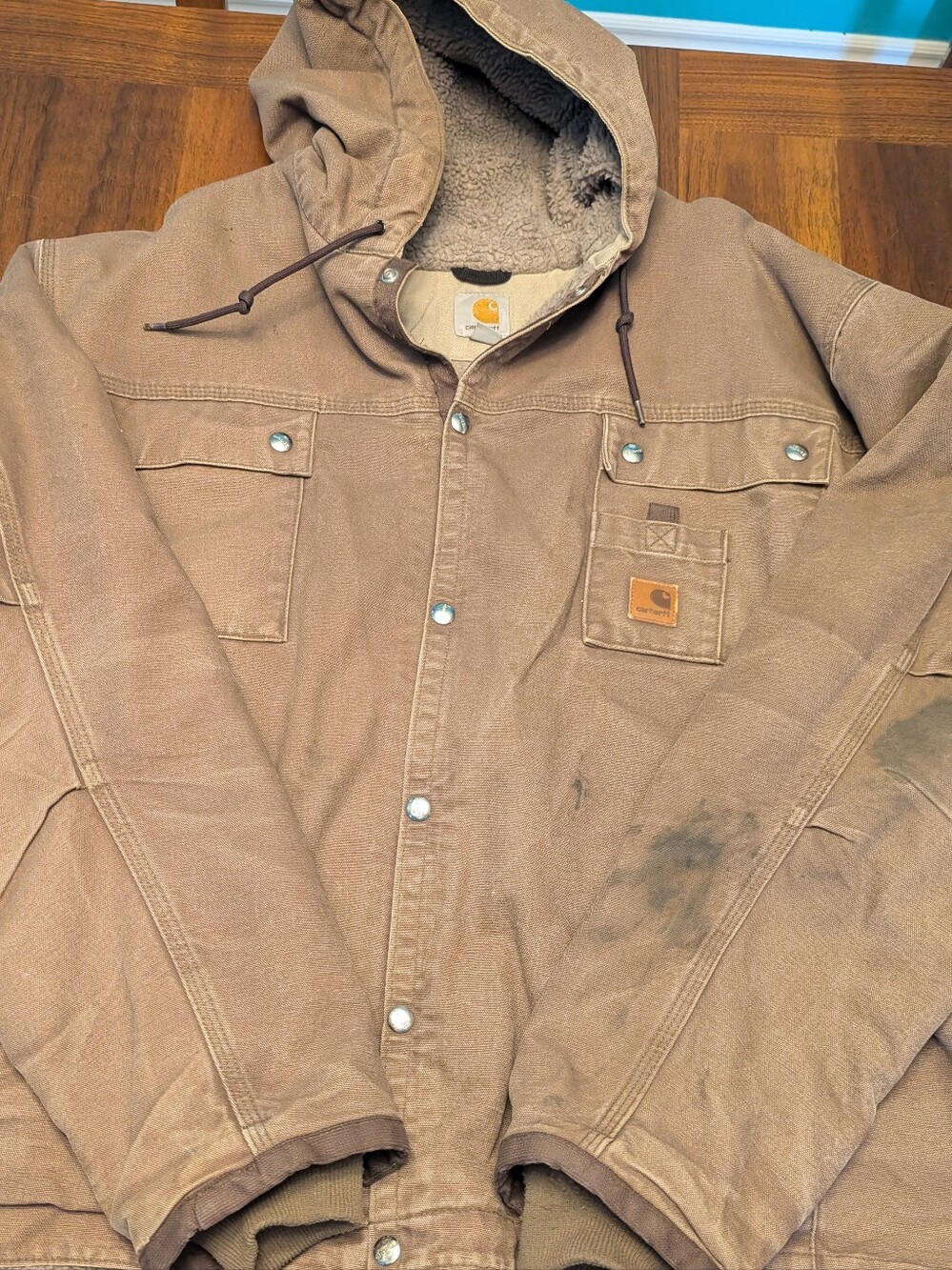 Carhartt Brown Hooded Insulated Canvas Work Jacket